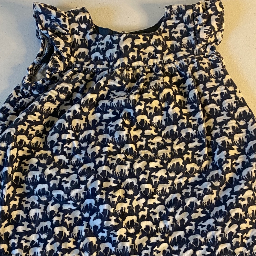 GAP Baby Dress in Blue and White All Over Deer Print Sz 3-6 months